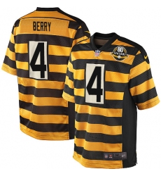 Men's Nike Pittsburgh Steelers #4 Jordan Berry Elite Yellow/Black Alternate 80TH Anniversary Throwback NFL Jersey