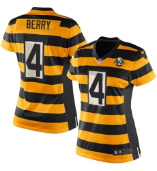 Women's Nike Pittsburgh Steelers #4 Jordan Berry Elite Yellow/Black Alternate 80TH Anniversary Throwback NFL Jersey