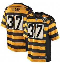 Men's Nike Pittsburgh Steelers #37 Carnell Lake Elite Yellow/Black Alternate 80TH Anniversary Throwback NFL Jersey