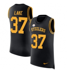 Men's Nike Pittsburgh Steelers #37 Carnell Lake Limited Black Rush Player Name & Number Tank Top NFL Jersey