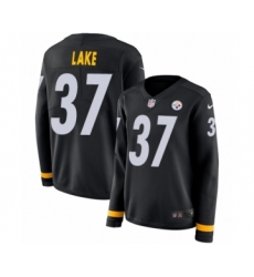 Women's Nike Pittsburgh Steelers #37 Carnell Lake Limited Black Therma Long Sleeve NFL Jersey