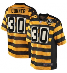 Men's Nike Pittsburgh Steelers #30 James Conner Elite Yellow/Black Alternate 80TH Anniversary Throwback NFL Jersey