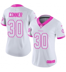 Women's Nike Pittsburgh Steelers #30 James Conner Limited White/Pink Rush Fashion NFL Jersey