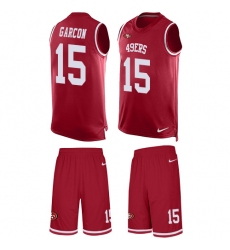 Men's Nike San Francisco 49ers #15 Pierre Garcon Limited Red Tank Top Suit NFL Jersey