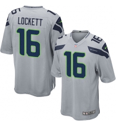 Men's Nike Seattle Seahawks #16 Tyler Lockett Game Grey Alternate NFL Jersey