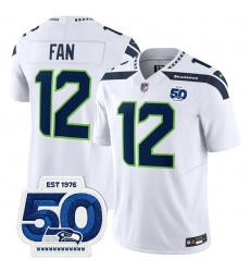 Men's Seattle Seahawks #12 Fan White 2025 F.U.S.E. 50th Anniversary Vapor Limited Football Stitched Jersey