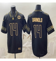 Men's Seattle Seahawks #14 Sam Darnold Black Gold 2025 F.U.S.E. 50th Season Vapor Limited Stitched Football Jersey