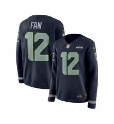 Women's Nike Seattle Seahawks 12th Fan Limited Navy Blue Therma Long Sleeve NFL Jersey