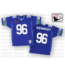 Mitchell And Ness Seattle Seahawks #96 Cortez Kennedy Blue Hall of Fame 2012 Authentic Throwback NFL Jersey