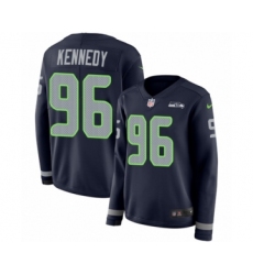 Women's Nike Seattle Seahawks #96 Cortez Kennedy Limited Navy Blue Therma Long Sleeve NFL Jersey