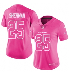 Women's Nike Seattle Seahawks #25 Richard Sherman Limited Pink Rush Fashion NFL Jersey