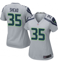 Women's Nike Seattle Seahawks #35 DeShawn Shead Game Grey Alternate NFL Jersey