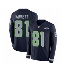 Men's Nike Seattle Seahawks #81 Nick Vannett Limited Navy Blue Therma Long Sleeve NFL Jersey