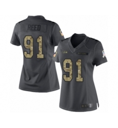 Women's Seattle Seahawks #91 Jarran Reed Limited Black 2016 Salute to Service Football Jersey