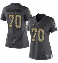 Women's Nike Seattle Seahawks #70 Rees Odhiambo Limited Black 2016 Salute to Service NFL Jersey