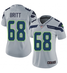 Women's Nike Seattle Seahawks #68 Justin Britt Elite Grey Alternate NFL Jersey