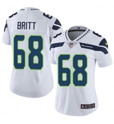 Women's Nike Seattle Seahawks #68 Justin Britt Elite White NFL Jersey