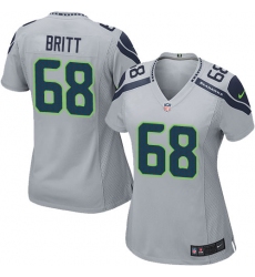 Women's Nike Seattle Seahawks #68 Justin Britt Game Grey Alternate NFL Jersey