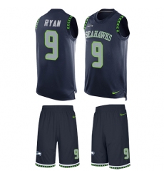 Men's Nike Seattle Seahawks #9 Jon Ryan Limited Steel Blue Tank Top Suit NFL Jersey
