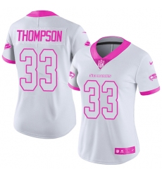 Women's Nike Seattle Seahawks #33 Tedric Thompson Limited White/Pink Rush Fashion NFL Jersey