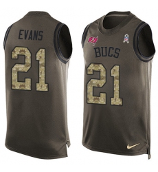 Men's Nike Tampa Bay Buccaneers #21 Justin Evans Limited Green Salute to Service Tank Top NFL Jersey