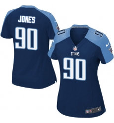 Women's Nike Tennessee Titans #90 DaQuan Jones Game Navy Blue Alternate NFL Jersey
