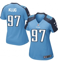 Women's Nike Tennessee Titans #97 Karl Klug Game Light Blue Team Color NFL Jersey
