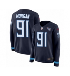 Women's Nike Tennessee Titans #91 Derrick Morgan Limited Navy Blue Therma Long Sleeve NFL Jersey