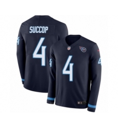 Men's Nike Tennessee Titans #4 Ryan Succop Limited Navy Blue Therma Long Sleeve NFL Jersey