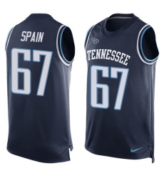 Men's Nike Tennessee Titans #67 Quinton Spain Limited Navy Blue Player Name & Number Tank Top NFL Jersey