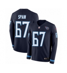 Men's Nike Tennessee Titans #67 Quinton Spain Limited Navy Blue Therma Long Sleeve NFL Jersey