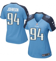 Women's Nike Tennessee Titans #94 Austin Johnson Game Light Blue Team Color NFL Jersey