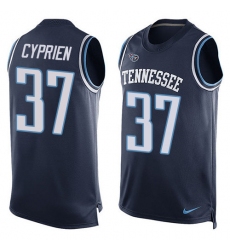 Men's Nike Tennessee Titans #37 Johnathan Cyprien Limited Navy Blue Player Name & Number Tank Top Tank Top NFL Jersey