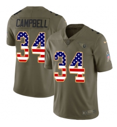 Men's Nike Tennessee Titans #34 Earl Campbell Limited Olive/USA Flag 2017 Salute to Service NFL Jersey