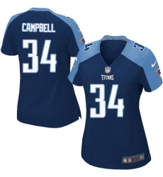 Women's Nike Tennessee Titans #34 Earl Campbell Game Navy Blue Alternate NFL Jersey