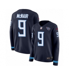 Women's Nike Tennessee Titans #9 Steve McNair Limited Navy Blue Therma Long Sleeve NFL Jersey
