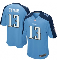 Men's Nike Tennessee Titans #13 Taywan Taylor Game Light Blue Team Color NFL Jersey