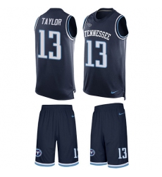 Men's Nike Tennessee Titans #13 Taywan Taylor Limited Navy Blue Tank Top Suit NFL Jersey