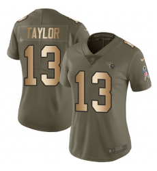 Women's Nike Tennessee Titans #13 Taywan Taylor Limited Olive/Gold 2017 Salute to Service NFL Jersey