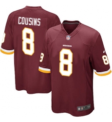 Men's Nike Washington Redskins #8 Kirk Cousins Game Burgundy Red Team Color NFL Jersey