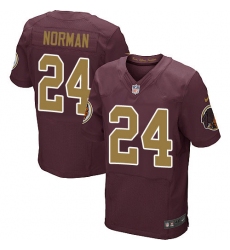 Men's Nike Washington Redskins #24 Josh Norman Elite Burgundy Red/Gold Number Alternate 80TH Anniversary NFL Jersey