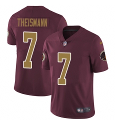 Youth Nike Washington Redskins #7 Joe Theismann Elite Burgundy Red/Gold Number Alternate 80TH Anniversary NFL Jersey