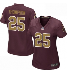 Women's Nike Washington Redskins #25 Chris Thompson Game Burgundy Red/Gold Number Alternate 80TH Anniversary NFL Jersey