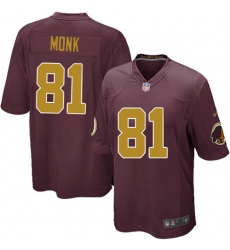 Men's Nike Washington Redskins #81 Art Monk Game Burgundy Red/Gold Number Alternate 80TH Anniversary NFL Jersey
