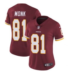 Women's Nike Washington Redskins #81 Art Monk Elite Burgundy Red Team Color NFL Jersey
