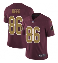 Men's Nike Washington Redskins #86 Jordan Reed Burgundy Red/Gold Number Alternate 80TH Anniversary Vapor Untouchable Limited Player NFL Jersey