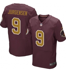 Men's Nike Washington Redskins #9 Sonny Jurgensen Elite Burgundy Red/Gold Number Alternate 80TH Anniversary NFL Jersey