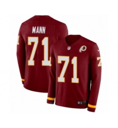 Men's Nike Washington Redskins #71 Charles Mann Limited Burgundy Therma Long Sleeve NFL Jersey