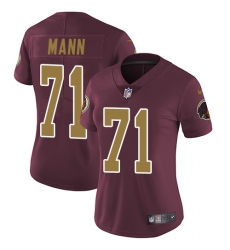 Women's Nike Washington Redskins #71 Charles Mann Burgundy Red/Gold Number Alternate 80TH Anniversary Vapor Untouchable Limited Player NFL Jersey
