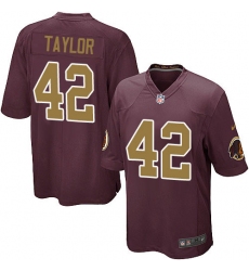 Men's Nike Washington Redskins #42 Charley Taylor Game Burgundy Red/Gold Number Alternate 80TH Anniversary NFL Jersey